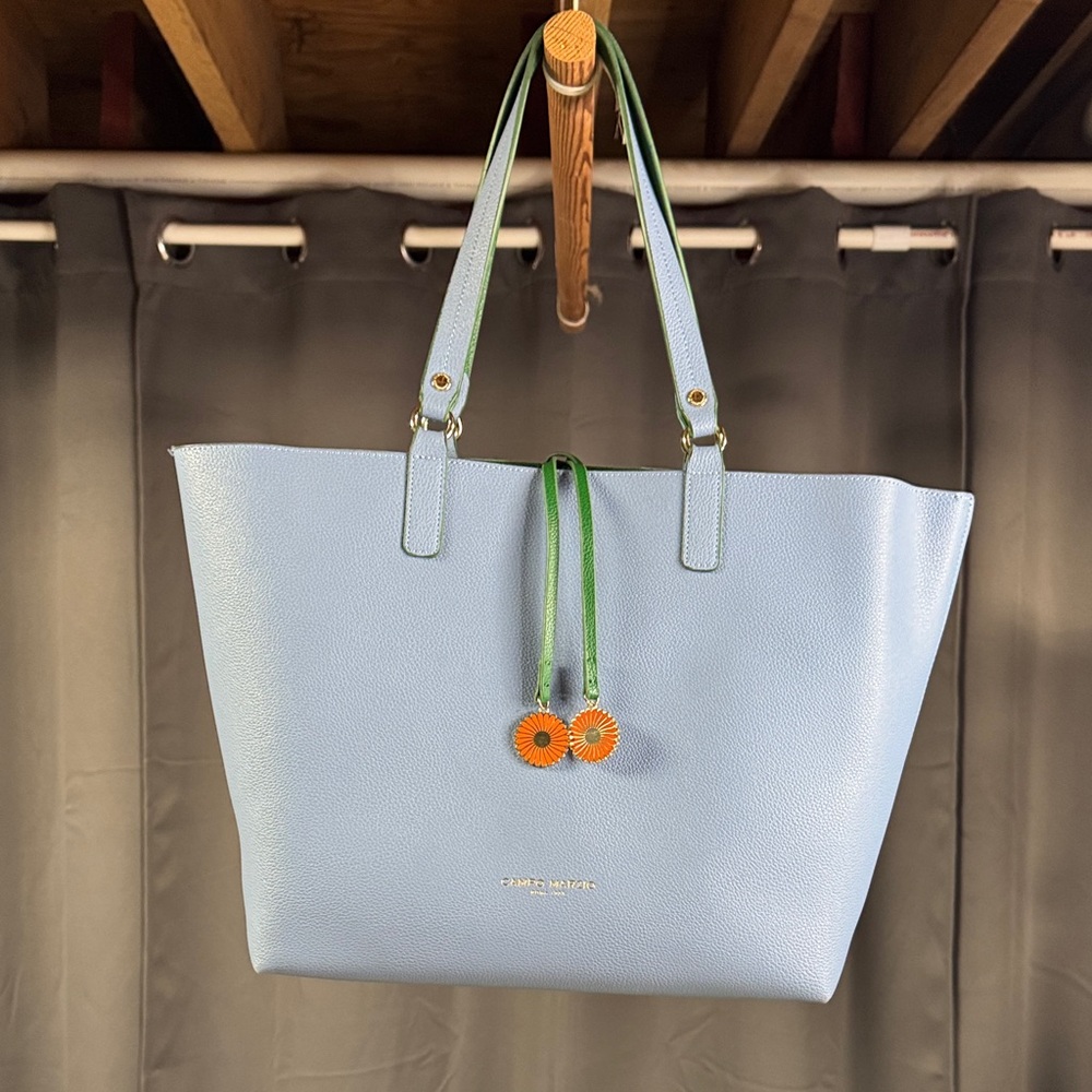Campo Marzio Sky Blue Tote Set with Green Accents